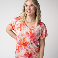 IN STOCK Raelynn V-Neck Top - Sunset Tropical Floral