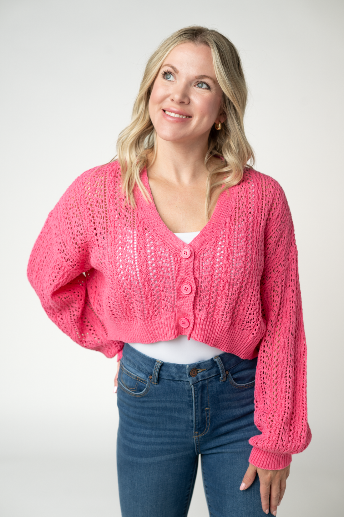 IN STOCK Callie Cropped Cardigan - Pink FINAL SALE