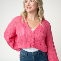IN STOCK Callie Cropped Cardigan - Pink FINAL SALE