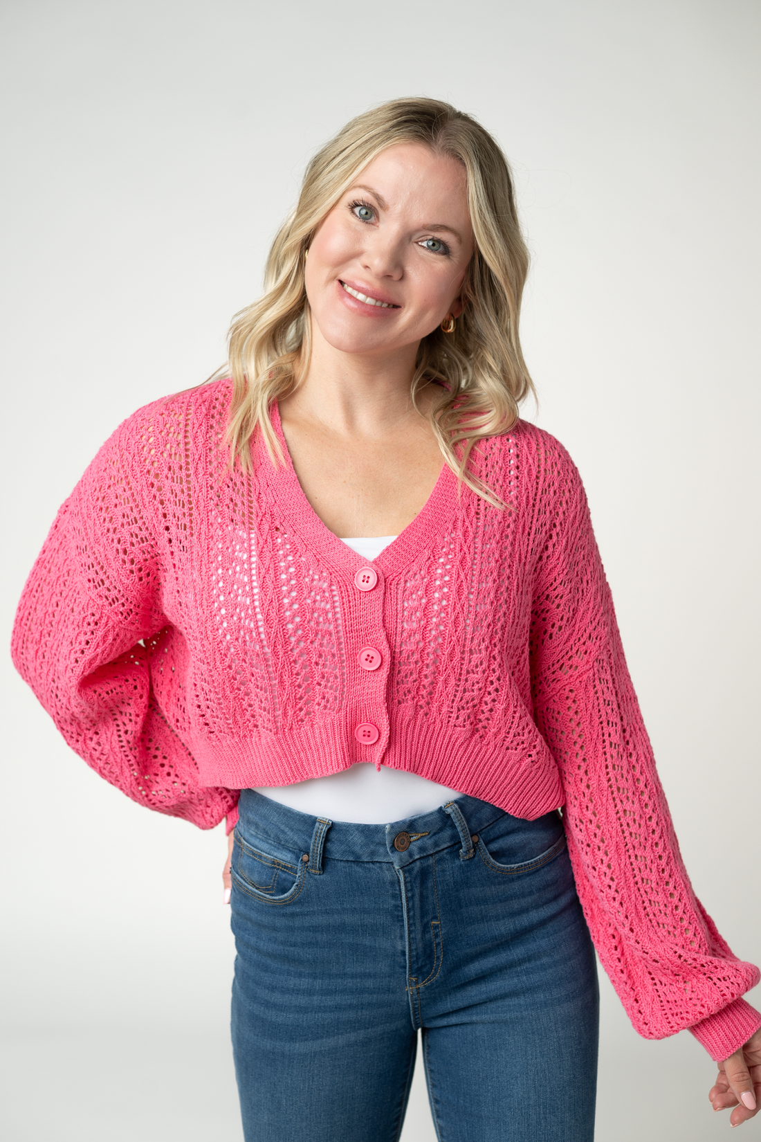 IN STOCK Callie Cropped Cardigan - Pink FINAL SALE