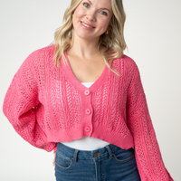 IN STOCK Callie Cropped Cardigan - Pink FINAL SALE