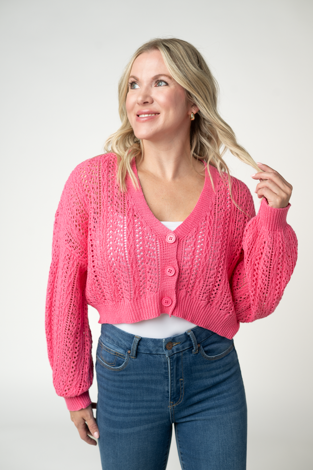 IN STOCK Callie Cropped Cardigan - Pink FINAL SALE