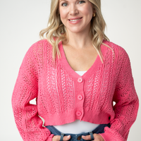 IN STOCK Callie Cropped Cardigan - Pink FINAL SALE