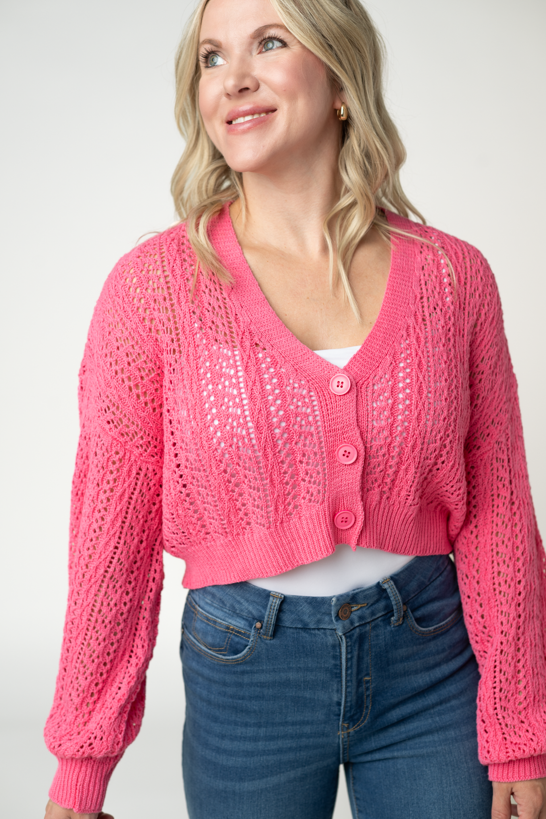 IN STOCK Callie Cropped Cardigan - Pink FINAL SALE