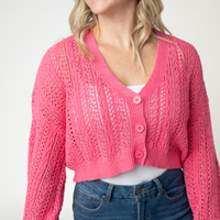 IN STOCK Callie Cropped Cardigan - Pink FINAL SALE