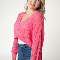 IN STOCK Callie Cropped Cardigan - Pink FINAL SALE