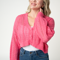IN STOCK Callie Cropped Cardigan - Pink FINAL SALE