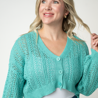 IN STOCK Callie Cropped Cardigan - Aqua FINAL SALE