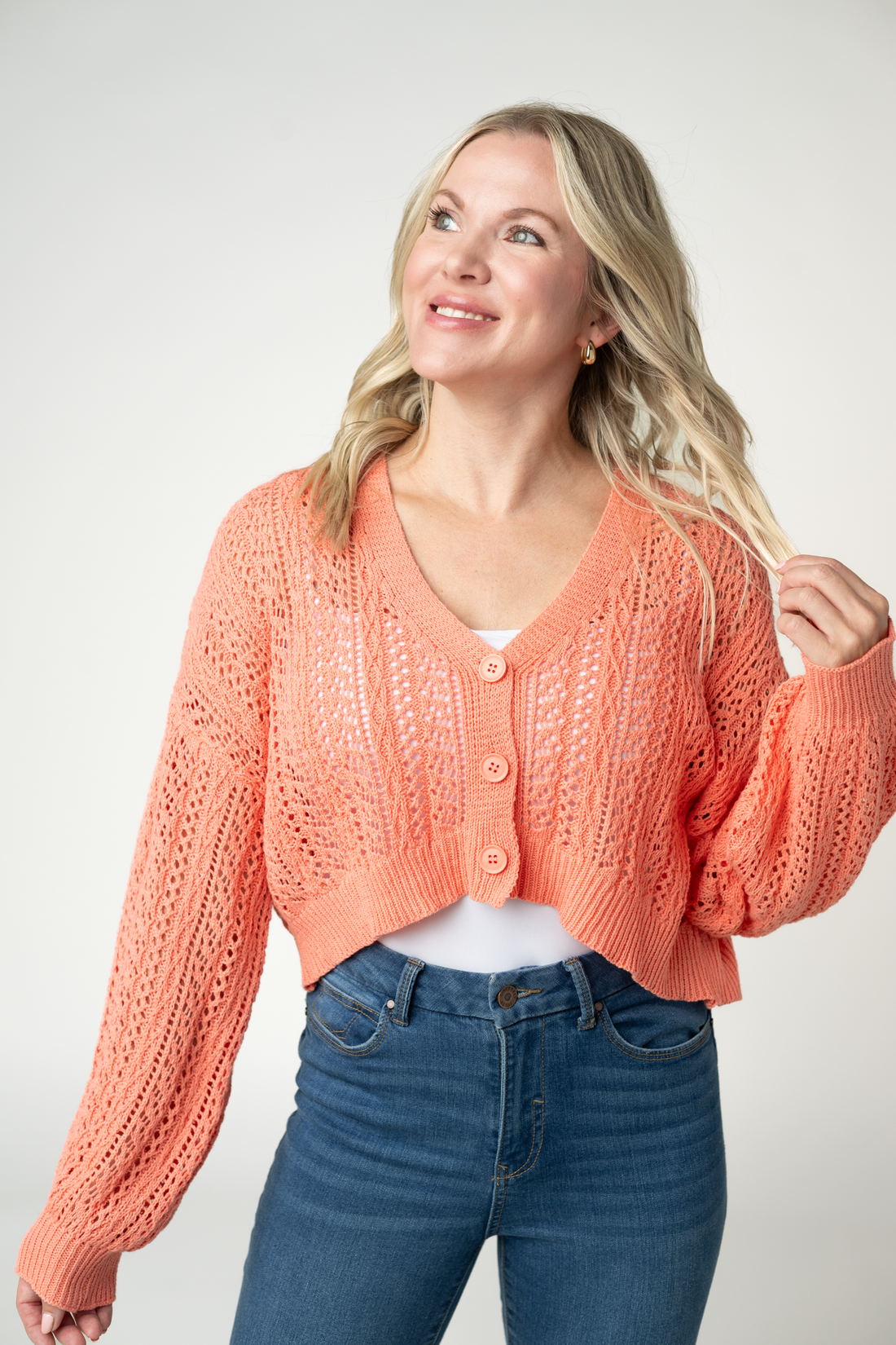 IN STOCK Callie Cropped Cardigan - Melon FINAL SALE