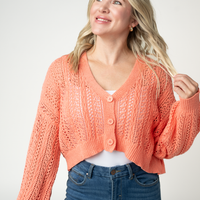 IN STOCK Callie Cropped Cardigan - Melon FINAL SALE