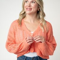 IN STOCK Callie Cropped Cardigan - Melon FINAL SALE