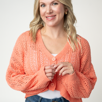 IN STOCK Callie Cropped Cardigan - Melon FINAL SALE