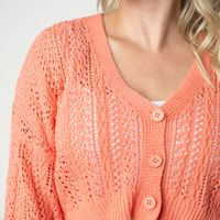 IN STOCK Callie Cropped Cardigan - Melon FINAL SALE