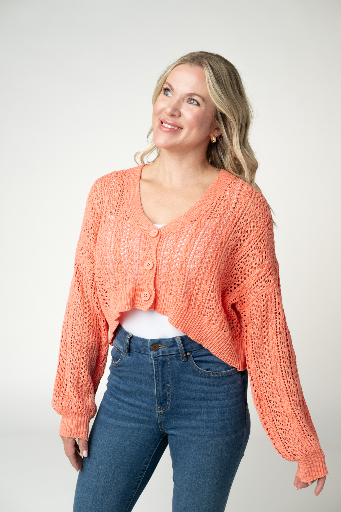 IN STOCK Callie Cropped Cardigan - Melon FINAL SALE