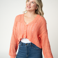 IN STOCK Callie Cropped Cardigan - Melon FINAL SALE