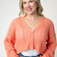 IN STOCK Callie Cropped Cardigan - Melon FINAL SALE