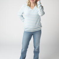 IN STOCK Amelia Striped Hoodie - Sky Blue