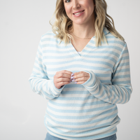 IN STOCK Amelia Striped Hoodie - Sky Blue