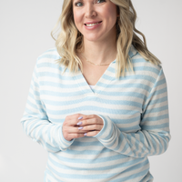 IN STOCK Amelia Striped Hoodie - Sky Blue