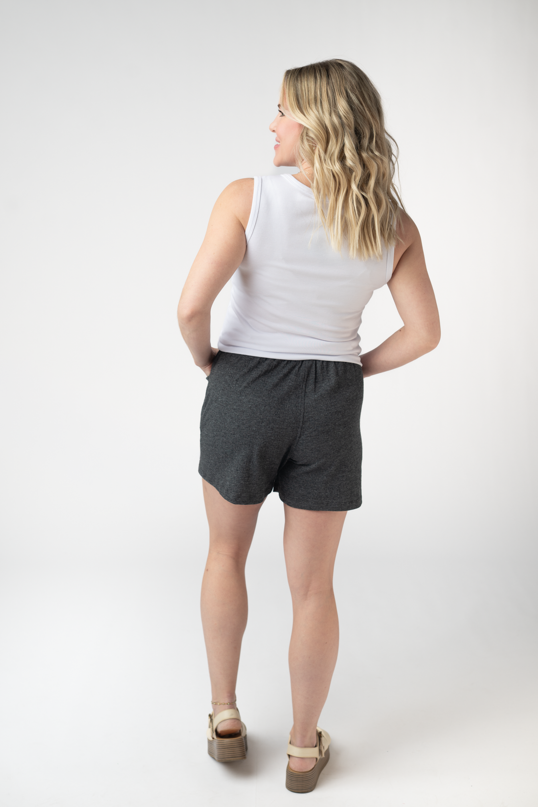 IN STOCK Candice Crinkle Shorts - Charcoal