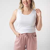 IN STOCK Candice Crinkle Shorts - Dusty Rose