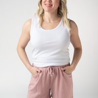 IN STOCK Candice Crinkle Shorts - Dusty Rose