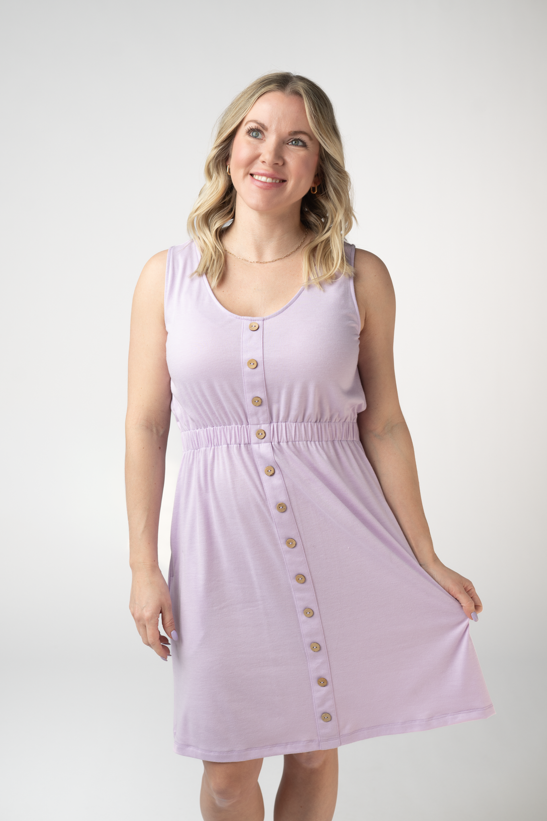 IN STOCK Beverly Button Dress - Lavender