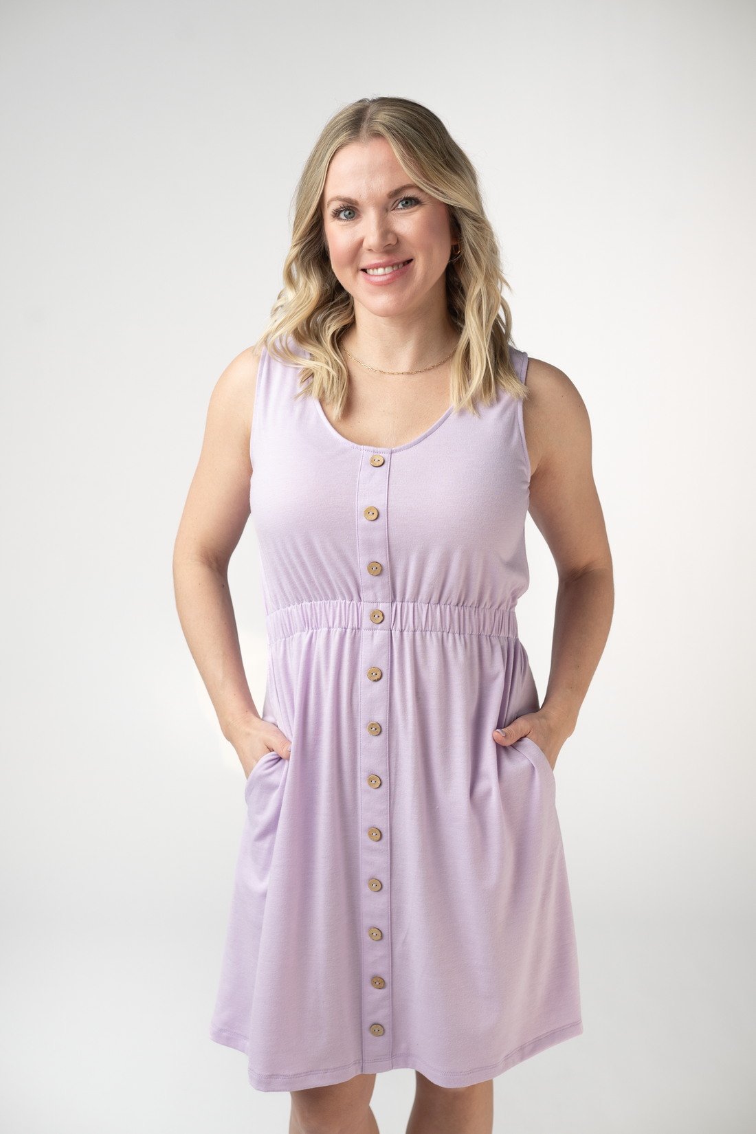 IN STOCK Beverly Button Dress - Lavender