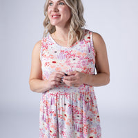 IN STOCK Renee Ruffle Tank Top - Coral Sunset Floral