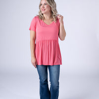 IN STOCK Sarah Ruffle Short Sleeve - Sun Kissed Coral FINAL SALE