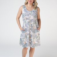 IN STOCK Beverly Button Dress - Pineapple Leaf