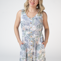 IN STOCK Beverly Button Dress - Pineapple Leaf