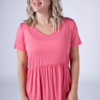 IN STOCK Sarah Ruffle Short Sleeve - Sun Kissed Coral FINAL SALE