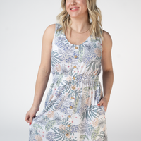 IN STOCK Beverly Button Dress - Pineapple Leaf