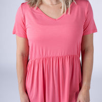 IN STOCK Sarah Ruffle Short Sleeve - Sun Kissed Coral FINAL SALE