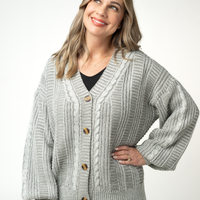 IN STOCK Cable Cardigan - Grey