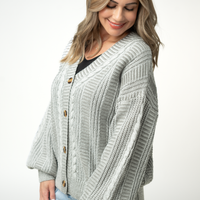 IN STOCK Cable Cardigan - Grey