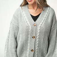 IN STOCK Cable Cardigan - Grey