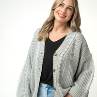 IN STOCK Cable Cardigan - Grey