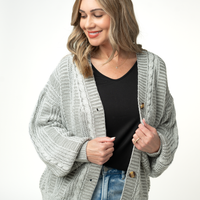 IN STOCK Cable Cardigan - Grey
