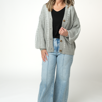 IN STOCK Cable Cardigan - Grey