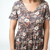 IN STOCK Sarah Ruffle Short Sleeve - Blushwood Floral