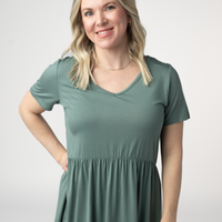 IN STOCK Sarah Ruffle Short Sleeve - Dusty Jade