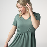 IN STOCK Sarah Ruffle Short Sleeve - Dusty Jade
