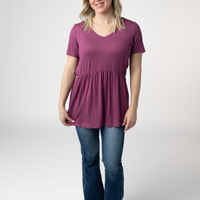 IN STOCK Sarah Ruffle Short Sleeve - Mulberry