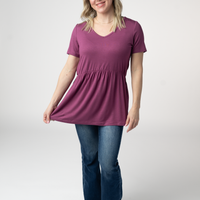 IN STOCK Sarah Ruffle Short Sleeve - Mulberry