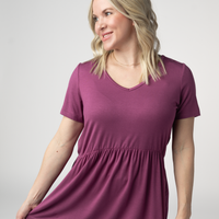 IN STOCK Sarah Ruffle Short Sleeve - Mulberry