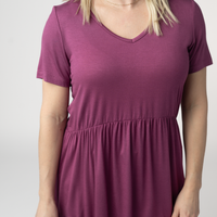 IN STOCK Sarah Ruffle Short Sleeve - Mulberry
