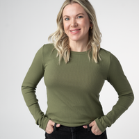 IN STOCK Reese Ribbed Long Sleeve Top - Olive