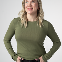 IN STOCK Reese Ribbed Long Sleeve Top - Olive